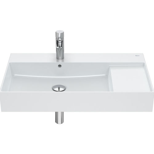 Lavabo a muro - INSPIRA  - ROCA - in porcellana / rettangolare / contemporaneo