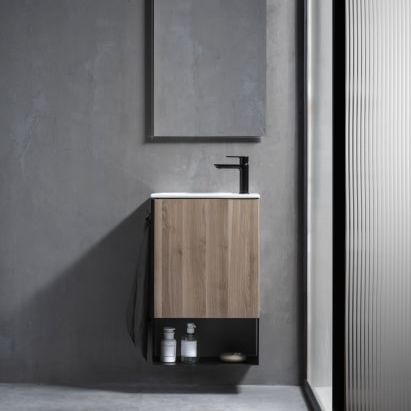 Mobile lavabo sospeso - MINI - ROCA - in agglomerato / contemporaneo / 1 porta