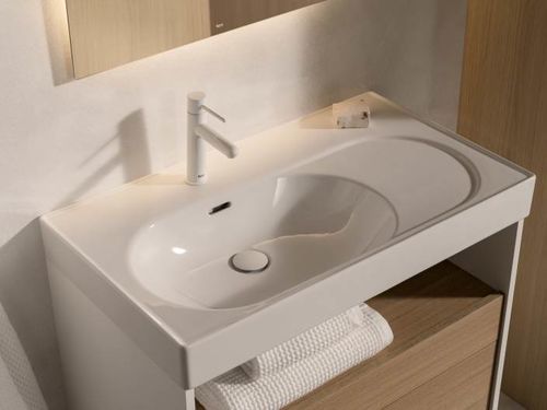 Lavabo sospeso - MERIDIAN - ROCA - in porcellana / ovale / 1 foro
