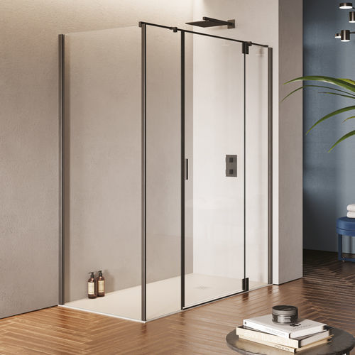 Parete doccia battente - HINGED DOOR WITH TWO INLINE FIXED PANELS + FIXED PANEL B3250 - SAMO - rettangolare / d'angolo / in vetro temprato