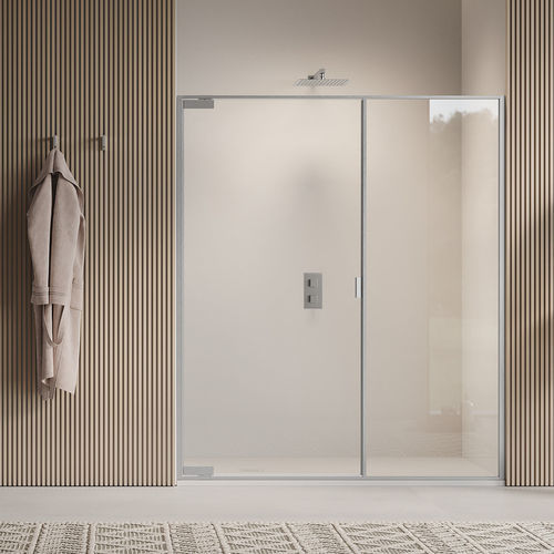 Parete doccia battente - PIVOT HINGED DOOR ON INLINE FIXED PANEL B1740 - SAMO - rettangolare / a nicchia / in vetro temprato