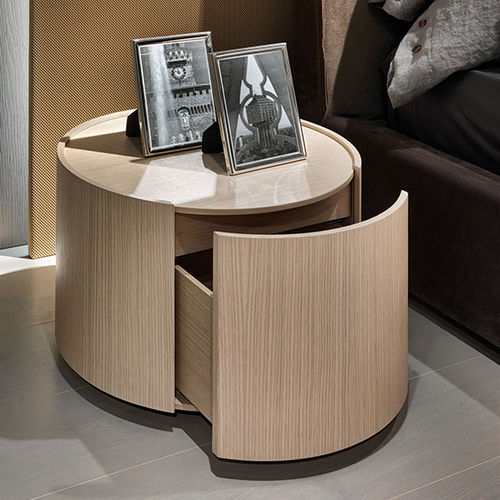 Comodino contemporaneo - BALL  - Tisettanta - impiallacciato in legno / in quercia naturale / con supporto in legno