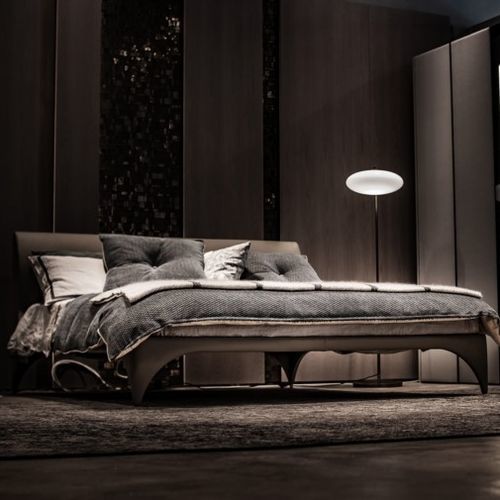 Letto matrimoniale - MODÌ - Tisettanta - contemporaneo / imbottito / con testiera in pelle