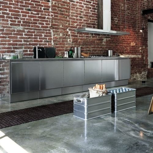 Cucina contemporanea - E5 - Tisettanta - in acciaio inossidabile / di grandi dimensioni / senza maniglie