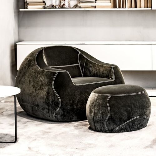 Poltrona contemporanea - BUBBLE - Tisettanta - in tessuto / in pelle / in metallo