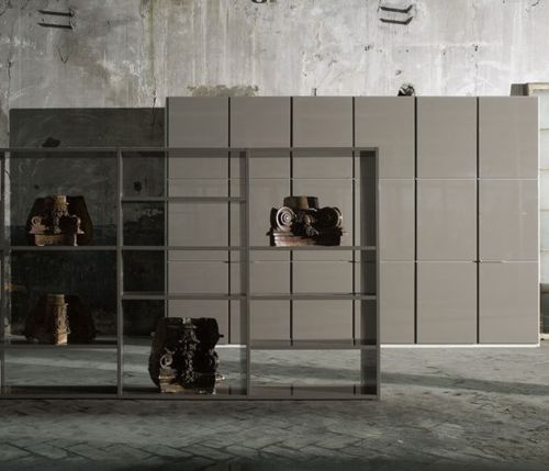 Armadio contemporaneo - WINK  - Tisettanta - in pelle / in legno laccato / con ante battenti
