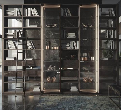 Libreria a paravento - METROPOLIS - Tisettanta - contemporanea / in legno / con illuminazione integrata