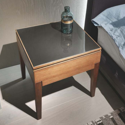 Comodino contemporaneo - SOPHIE - Tisettanta - in rovere / in vetro temprato / con supporto in legno massiccio