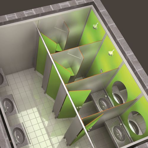 Cabina per bagni pubblici in laminato - BATI-COMPACT - SANITEC - PAREO - per toilette / per scuola materna / per edifici pubblici