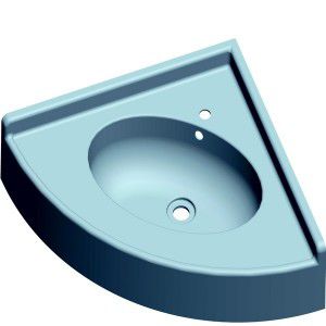 Lavabo sospeso - SANIVASQUE - SANITEC - PAREO - in resina / d'angolo / 1 foro