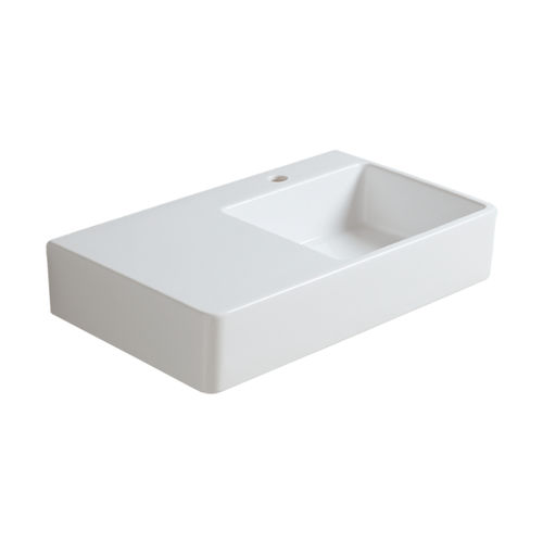 Lavabo sospeso - QU 75D - SIMAS ACQUA SPACE - in ceramica / con miscelatore / rettangolare