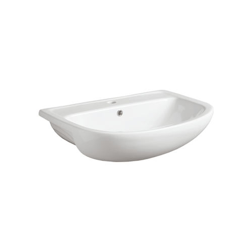 Lavabo da semincasso - S 57 - SIMAS ACQUA SPACE - in ceramica / a forma di D / 1 foro