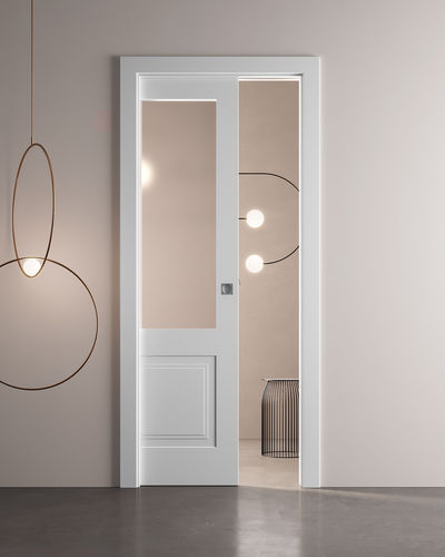Porta da interno - MILIA : 1B1V - GAROFOLI - in legno / scorrevole / semivetrata