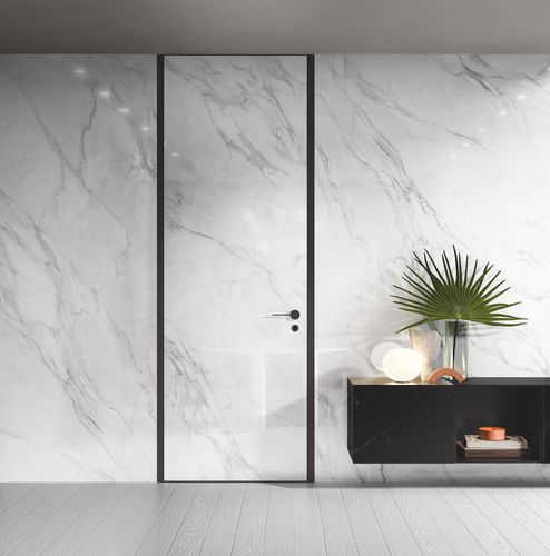 Pannello decorativo di rivestimento - SMOOTH FULL-HEIGHT PANELLING IN BORGHINI GREY MARBLE GLASS - GAROFOLI - da parete / per interni / in legno