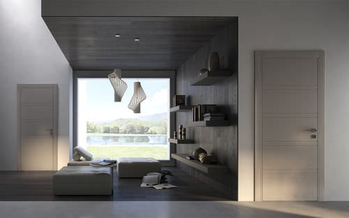 Porta da interno - Miraquadra: 8R, RAL 8039 - GAROFOLI - in legno massiccio / battente / senza vetri