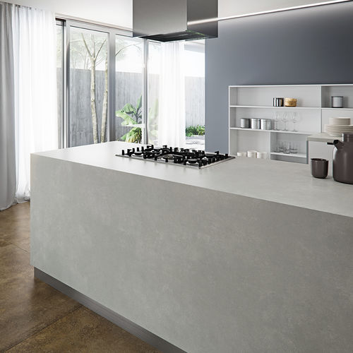 Piano di lavoro in gres porcellanato - COVERLAM TOP CONCRETE - GRESPANIA CERAMICA - da esterno / grigio / finitura opaca