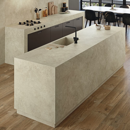 Piano di lavoro in pietra ricostituita - COVERLAM TOP CAMARGUE - GRESPANIA CERAMICA - contract / da cucina / bianco
