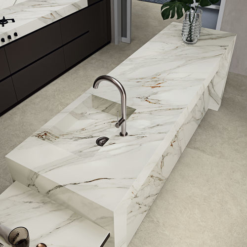 Piano di lavoro in pietra ricostituita - COVERLAM TOP CORINTO - GRESPANIA CERAMICA - contract / da cucina / bianco