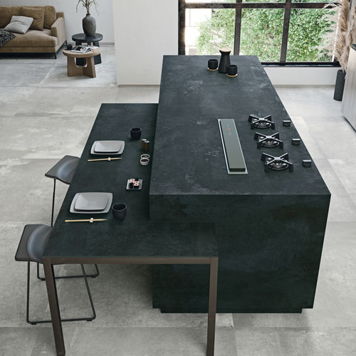 Piano di lavoro in gres porcellanato - COVERLAM TOP DISTRITO - GRESPANIA CERAMICA - da cucina / sabbia / grigio
