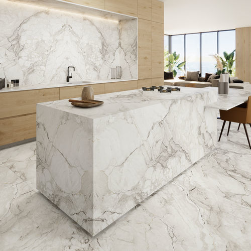 Piano di lavoro in gres porcellanato - COVERLAM TOP CAMOUFLAGE - GRESPANIA CERAMICA - da esterno / bianco / opaco
