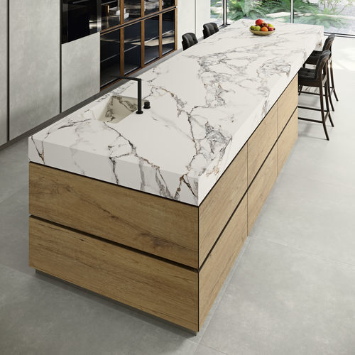 Piano di lavoro in gres porcellanato - COVERLAM TOP CALACATA VAGLIE - GRESPANIA CERAMICA - contract / da esterno / bianco