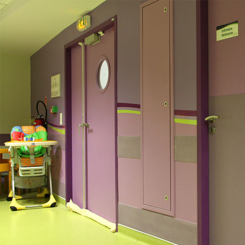 Porta da interno - PYROPORTE® EI30 : F3017 - F3018 - HUET - in legno / battente / con oblò