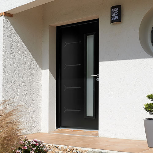 Porta d'ingresso - LOUNA - HUET - in acciaio / battente / contemporanea