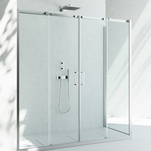 Box doccia in vetro - GLISS : D4+DG - VISMARAVETRO - in ghisa di alluminio / con porta scorrevole / d'angolo