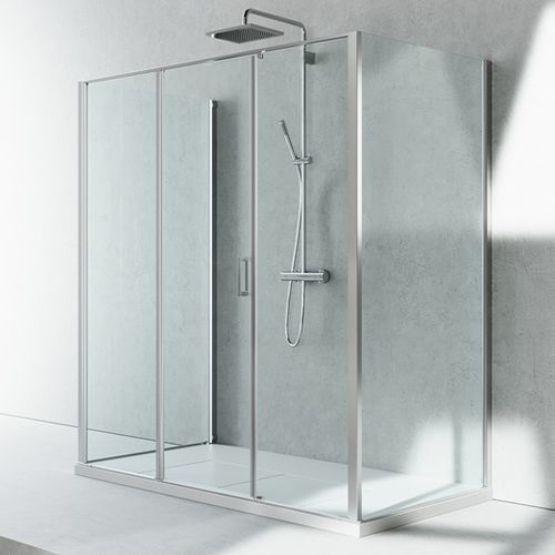 Box doccia in vetro - LINEA : LG+LM+LG - VISMARAVETRO - con porta pivotante / rettangolare / per uso residenziale