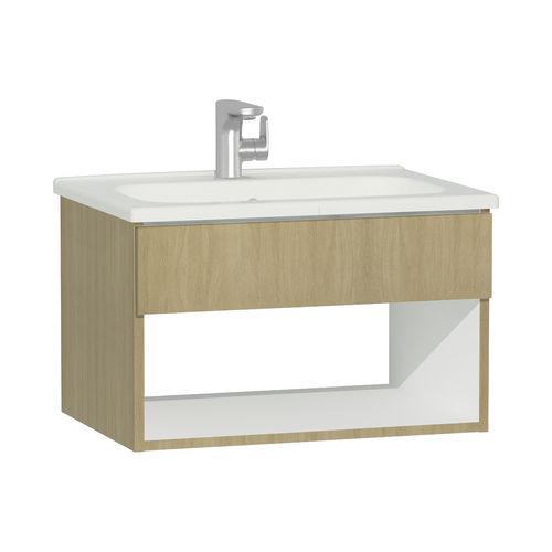 Mobile lavabo sospeso - 58143 - VitrA - in rovere / contemporaneo / con scaffale integrato