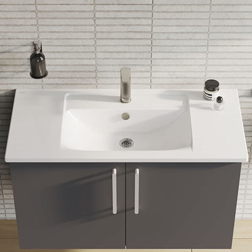 Lavabo da appoggio - INTEGRA - VitrA - in ceramica / rettangolare / 1 foro