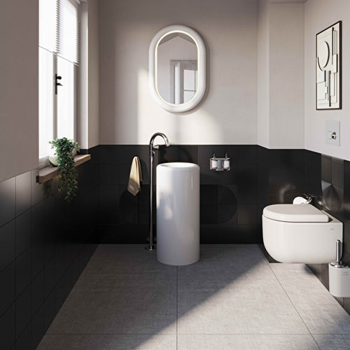Lavabo a pavimento - LIQUID  - VitrA - in ceramica / rotondo / senza foro