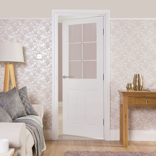 Porta da interno - CAMBRIDGE : 6 LIGHT ETCH - JELD-WEN - in MDF / battente / semivetrata