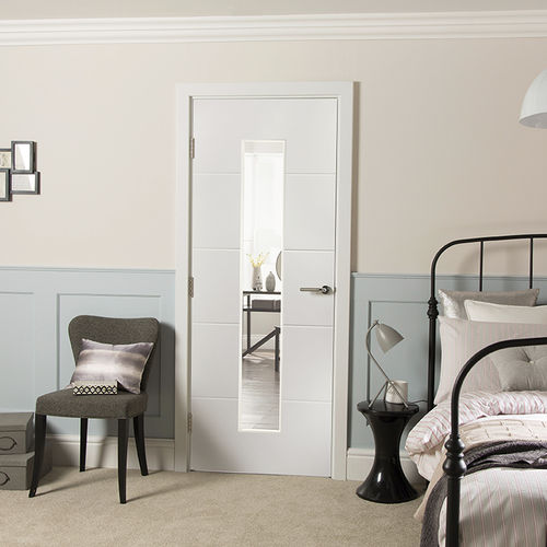 Porta da interno - LINEA : LIGHT CLEAR - JELD-WEN - in MDF / battente / semivetrata