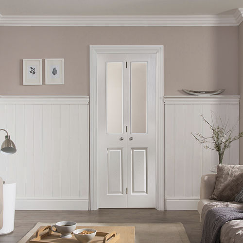 Porta da interno - BOSTONIAN : 2 LIGHT ETCH - JELD-WEN - in MDF / a fisarmonica / semivetrata