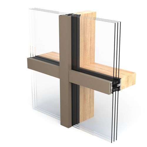 Facciata continua a montanti e traversi - WICTEC 50 A - WICONA - in alluminio e vetro / in legno / acustica