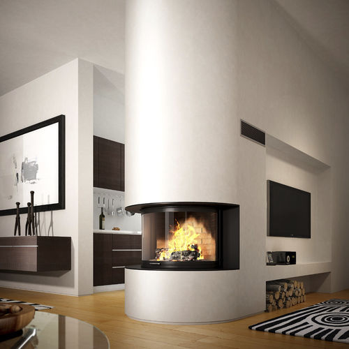 Focolare chiuso a legna - CLASSIC: PANORAMIQUE 900 - TOTEM fire - a 1 faccia / in metallo / con porta a scomparsa