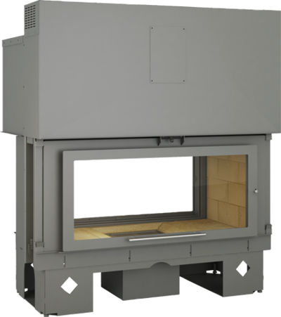 Focolare chiuso a legna - CLASSIC: R°HORIZON V° SWINGING - TOTEM fire - a doppia faccia / in metallo / con porta a scomparsa