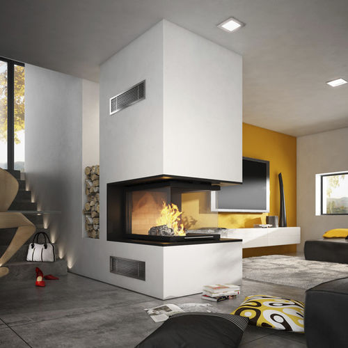 Focolare chiuso a legna - TECHNIKA: EPI  - TOTEM fire - a 3 facce / in metallo / con porta a scomparsa