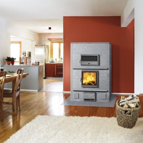 Stufa a legna - TLU2450/92 - TULIKIVI - contemporanea / in steatite / con forno