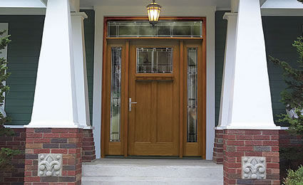 Porta d'ingresso - CLASSIC-CRAFT® AMERICAN - THERMA-TRU DOORS - in fibra di vetro / battente / semivetrata