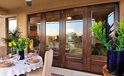 Porta finestra battente - CLASSIC-CRAFT® MAHOGANY - THERMA-TRU DOORS - in fibra di vetro / a doppi vetri