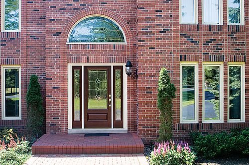 Porta d'ingresso - CLASSIC-CRAFT® - THERMA-TRU DOORS - in fibra di vetro / battente / semivetrata