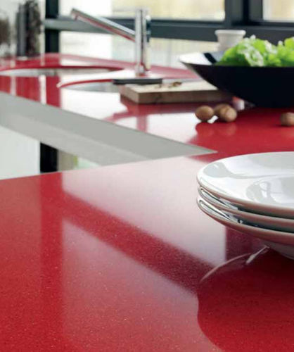 Piano di lavoro in quarzo composito - STONE ITALIANA - da cucina / con bordi quadrati