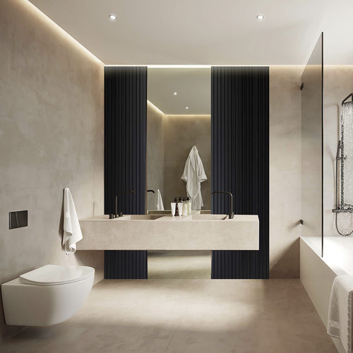 Rivestimento murale da interno - Panelio Daru Black PA4876 - SOBOPLAC - in polistirene estruso / imitazione legno / per ambienti umidi