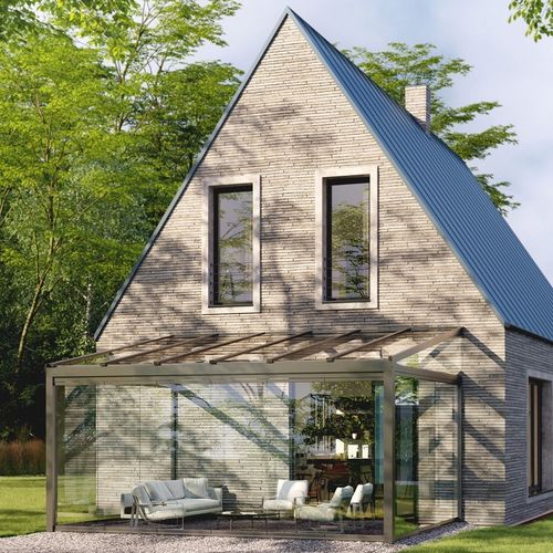 Pergola addossata - SDL ALERIO - SOLARLUX - in alluminio / con copertura in vetro / su misura