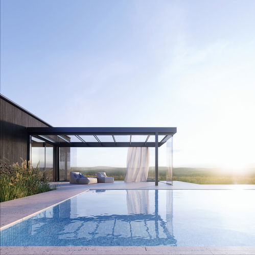 Pergola autoportante - SDL ACUBIS - SOLARLUX - addossata / in alluminio / in vetro