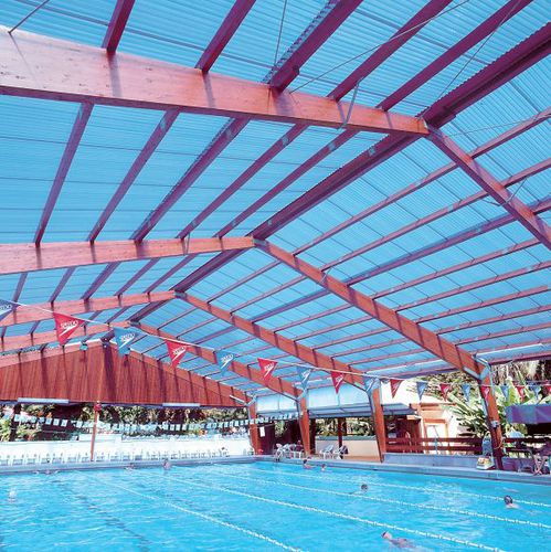 Copertura in lastra arrotondate - PEVELITE® - SEDPA - in PVC / traslucida / con pannelli con protezione UV