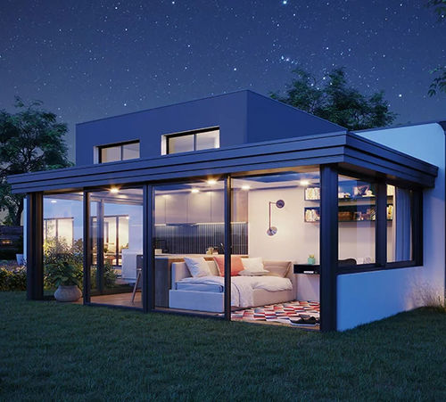 Veranda in vetro - Confort²Vie® 7700 - Sepalumic - in alluminio / tuttovetro / con porta scorrevole