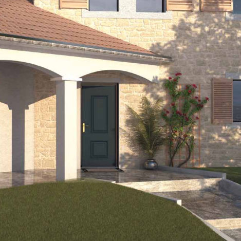 Porta d'ingresso - 70 SOLOBLOC - Sapa Building Systems - in legno / battente / classica